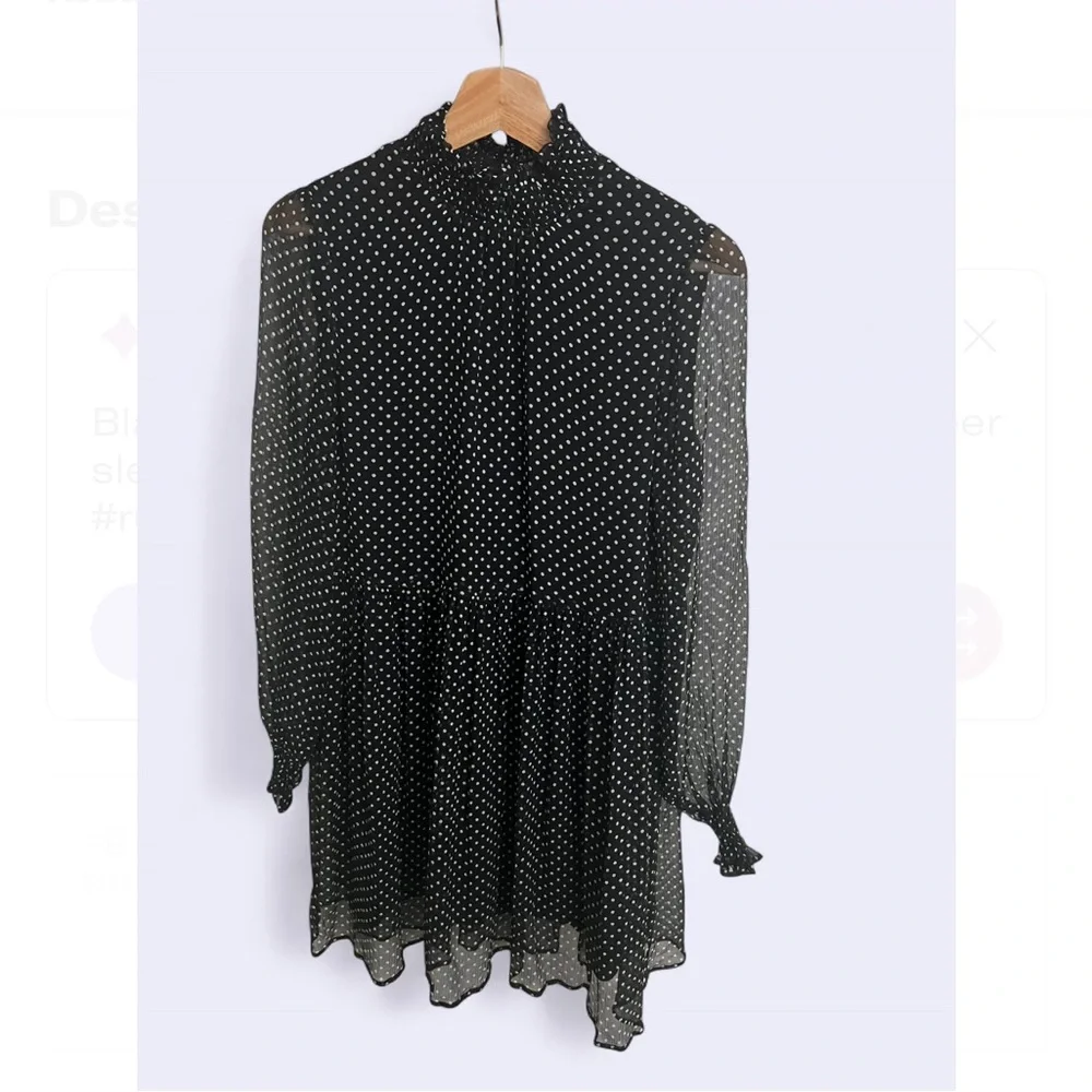 Sezane Olivia dress, silk black and white polka dots size 34 EUC - Picture 5 of 9